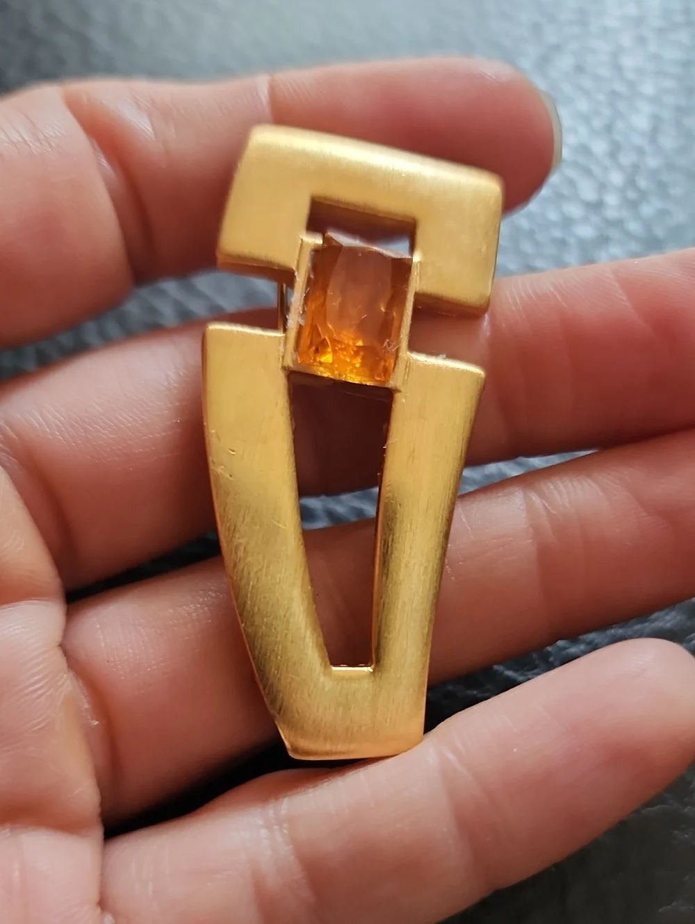 Gold-Tone Anne Klein Brooch with Amber Accent